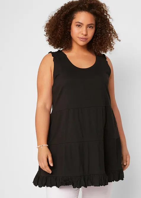 L&aring;ngt linne med volanger och breda axelband, bonprix