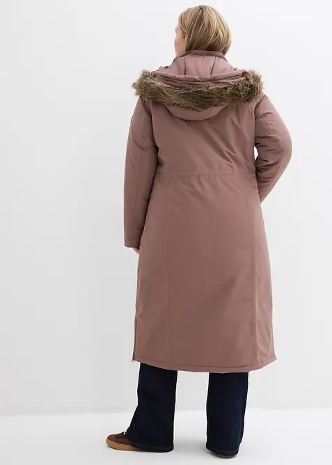 Vattentät funktionskappa med fuskpäls, bonprix