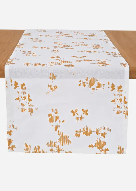 Bordslöpare av ekologisk bomull med glansig yta och mönster, bonprix
