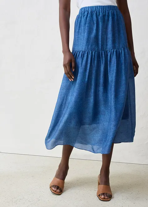 Maxikjol med silke, bonprix