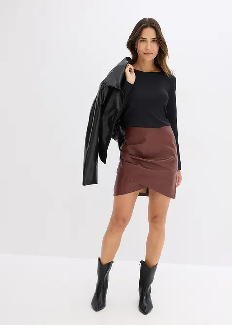 Kort kjol i skinnimitation, bonprix