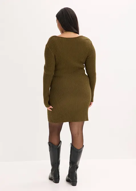 Stickad klänning i viskosmix, bonprix