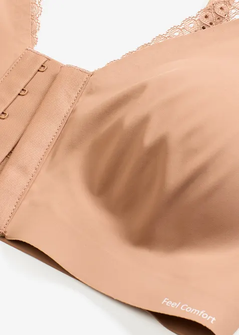 Vadderad Feel Comfort-BH utan bygel, med lasercut och framkn&auml;ppning, bonprix