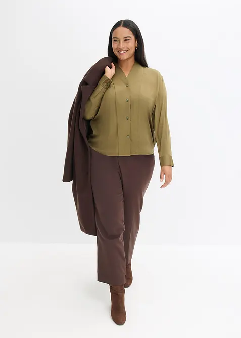 Skjortblus i mjuk satin, bonprix