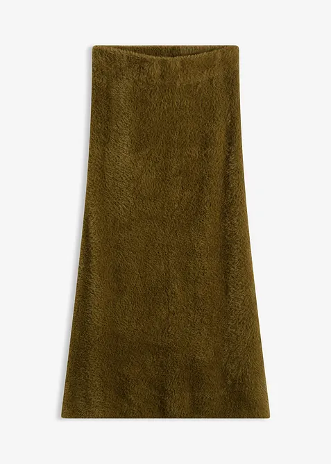 Stickad kjol i fluffigt material, bonprix