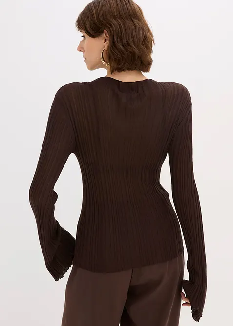 Stickad topp i halvtransparent material, bonprix