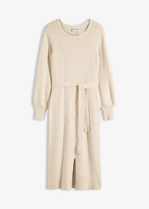 Ribbstickad klänning i mjuk viskosmix, bonprix