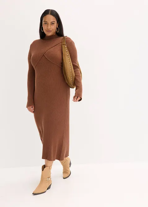 Stickad klänning i viskosmix, bonprix