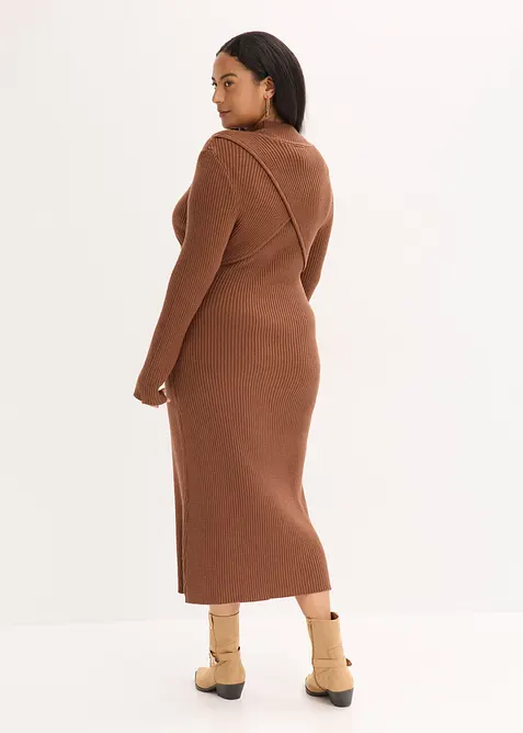 Stickad klänning i viskosmix, bonprix