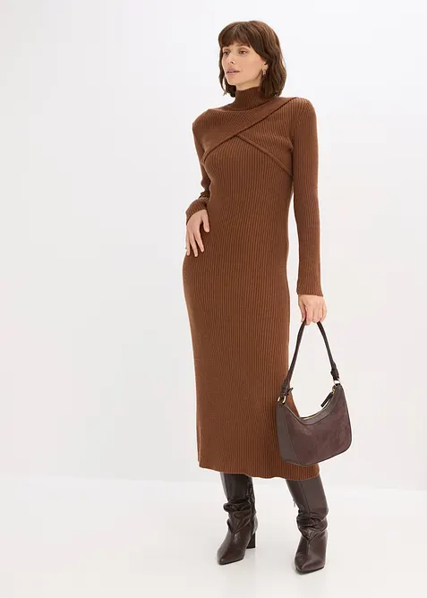 Stickad klänning i viskosmix, bonprix