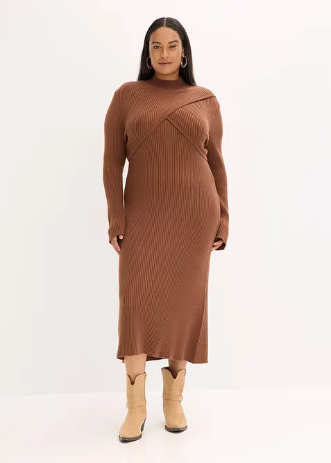 Stickad klänning i viskosmix, bonprix