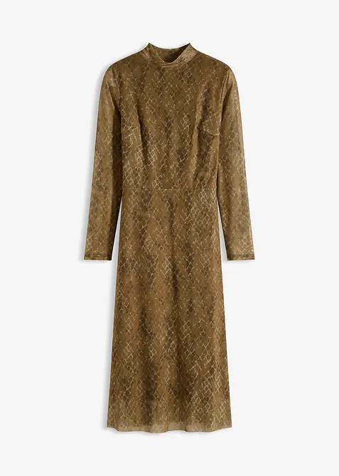 Mellanlång klänning i fin mesh, bonprix