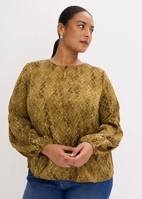 Blus i följsam satin, bonprix