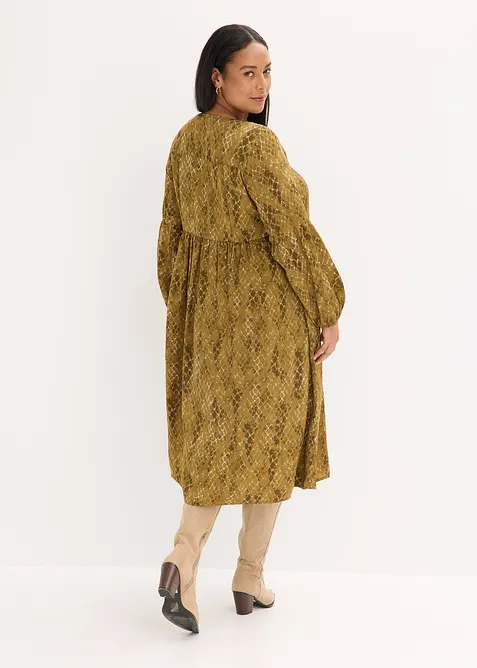 Mellanlång klänning i mjuk satin, bonprix