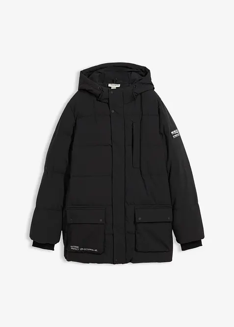 Täckjacka med sportiga detaljer och huva, bonprix