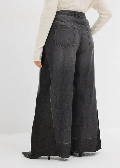 Wide Leg Jeans High Waist, med infällning, bonprix