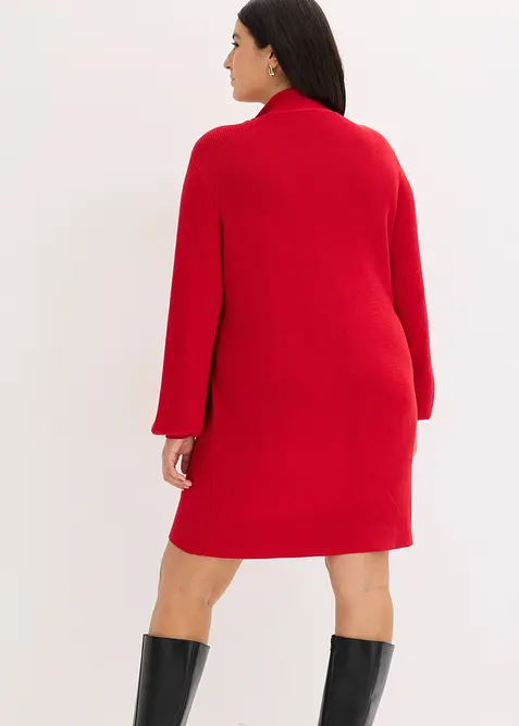 Stickad klänning med knytband i mjuk viskosmix, bonprix