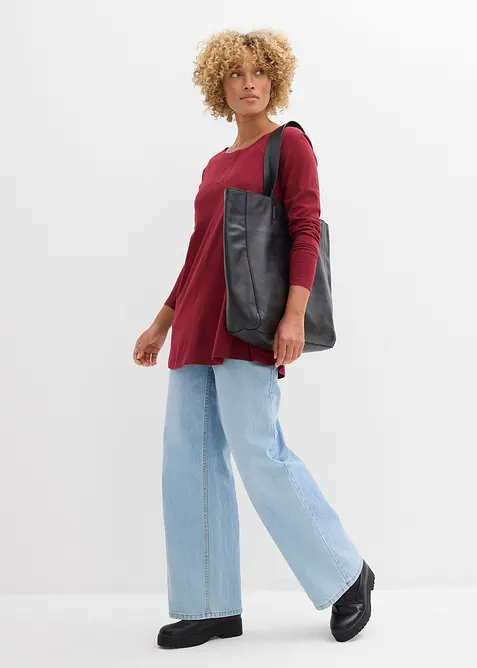 Långärmad topp av bomull och viskos, bonprix