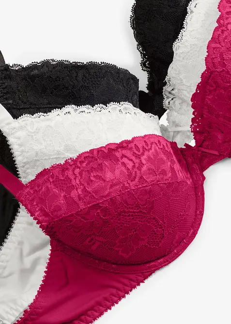 Push up-BH med fin spets (3-pack), bonprix