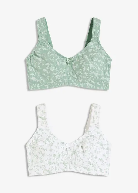 BH utan bygel (2-pack) i ekologisk bomull, bonprix