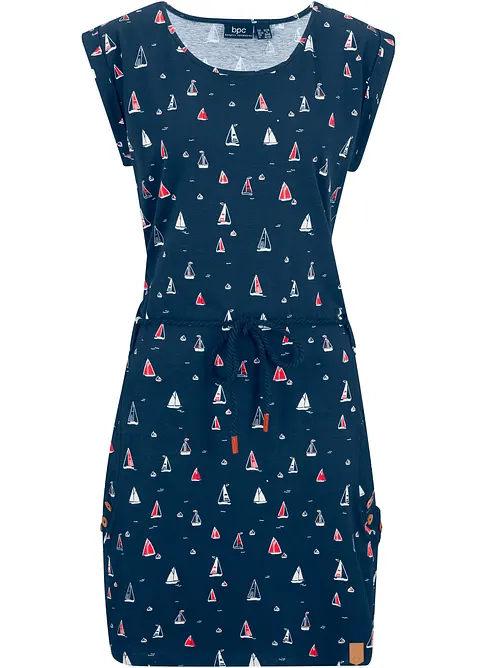 Trikåklänning med vingärmar och mönster, bonprix