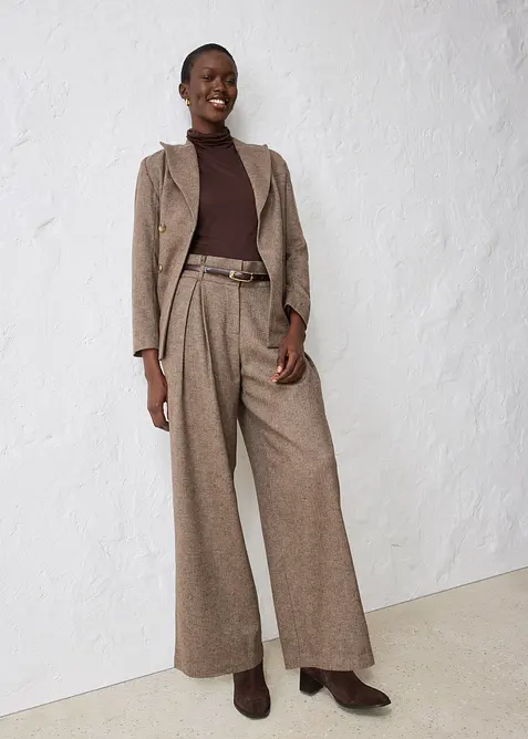 Vid byxa med gubbveck och ull, bonprix