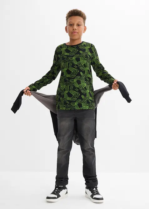 Långärmad tröja av mjuk mix med ekologisk bomull (3-pack), bonprix