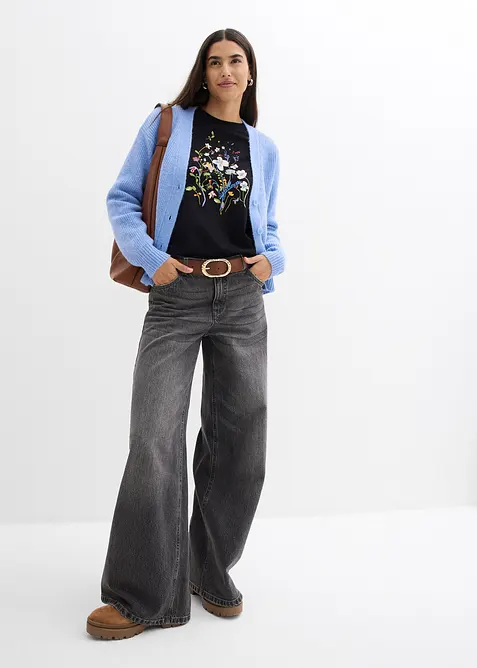 Ribbstickad cardigan, bonprix