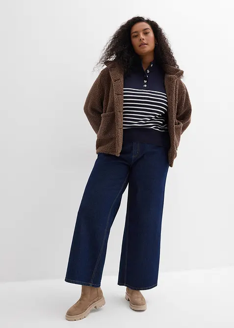 Tröja med krage och knappar, bonprix