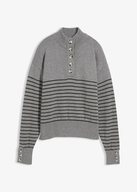 Tröja med krage och knappar, bonprix