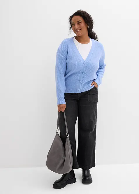 Ribbstickad cardigan, bonprix