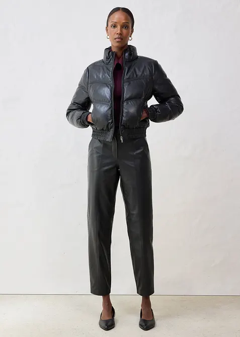 Quiltad skinnjacka i lammnappa, bonprix