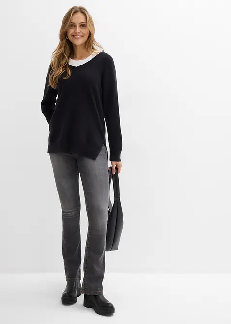 L&aring;ng oversizetr&ouml;ja med sidslitsar, bonprix