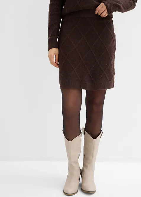 Stickad kjol med fl&auml;tm&ouml;nster, bonprix