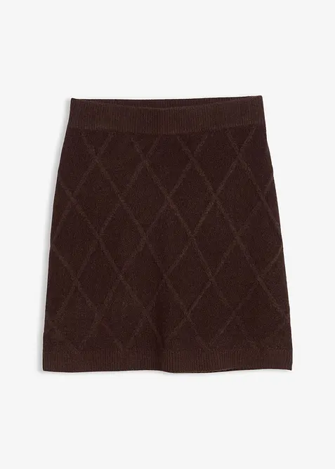 Stickad kjol med fl&auml;tm&ouml;nster, bonprix