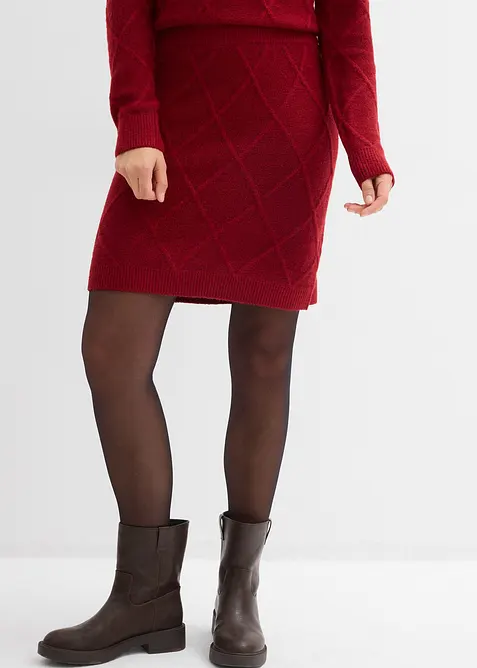 Stickad kjol med flätmönster, bonprix