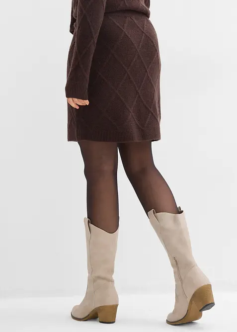 Stickad kjol med fl&auml;tm&ouml;nster, bonprix