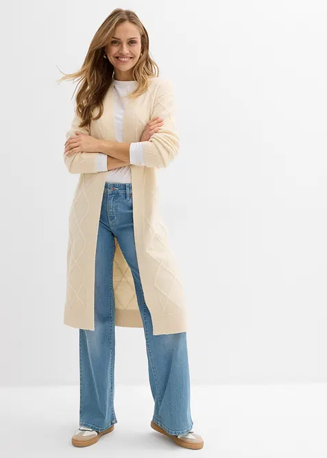 Stickad kofta med fl&auml;tm&ouml;nster, bonprix