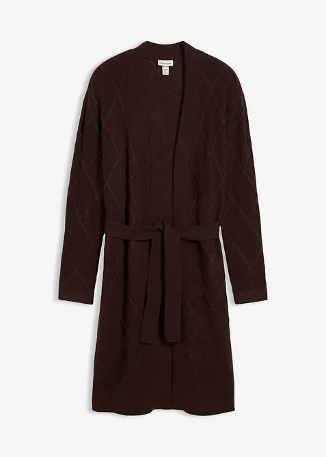 Stickad kofta med flätmönster, bonprix