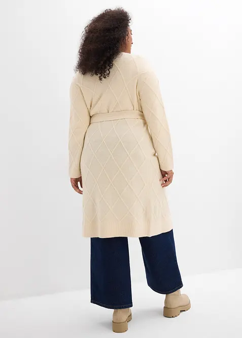 Stickad kofta med flätmönster, bonprix