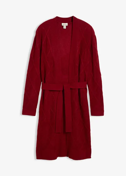 Stickad kofta med flätmönster, bonprix