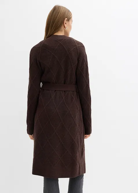 Stickad kofta med flätmönster, bonprix