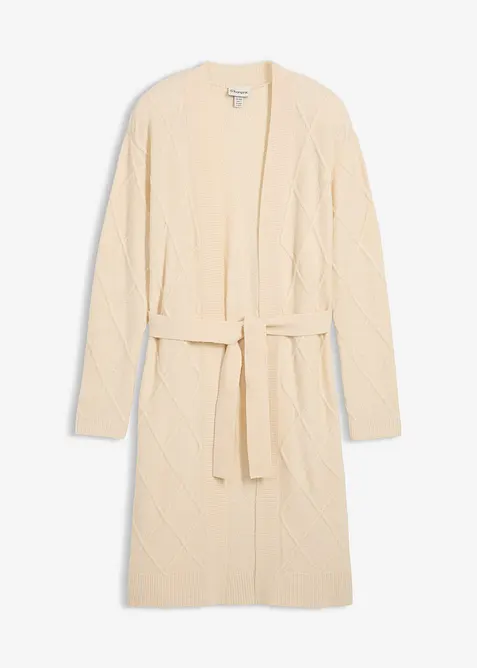 Stickad kofta med flätmönster, bonprix