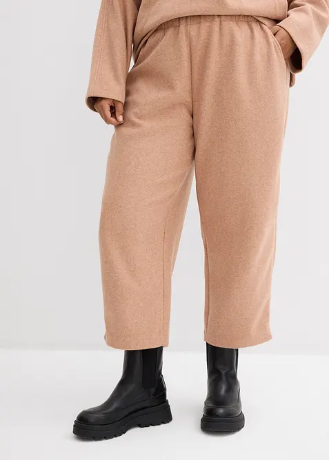 Byxa i barrel-modell med yllelook, bonprix