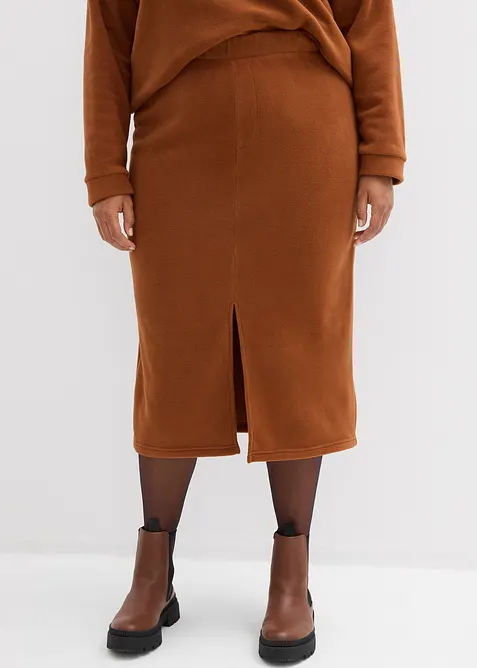 Midikjol av polarfleece, bonprix