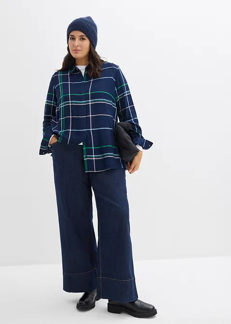 Lång blus i mjuk viskos, bonprix