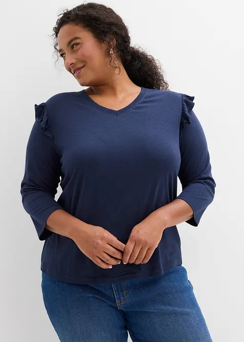 Jerseytopp av bomullsmix, bonprix