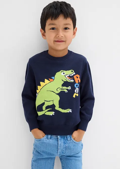 Finstickad tröja av ren bomull, bonprix