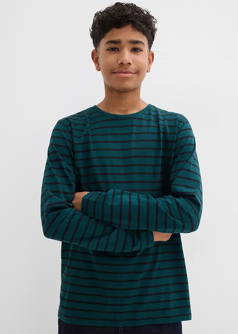 Långärmad T-shirt i ekologisk bomull (2-pack), bonprix