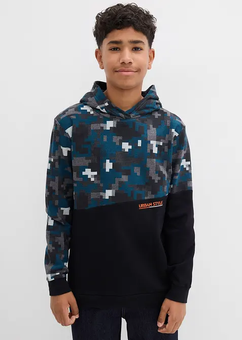 Sweatshirt med huva i ekologisk bomull, bonprix